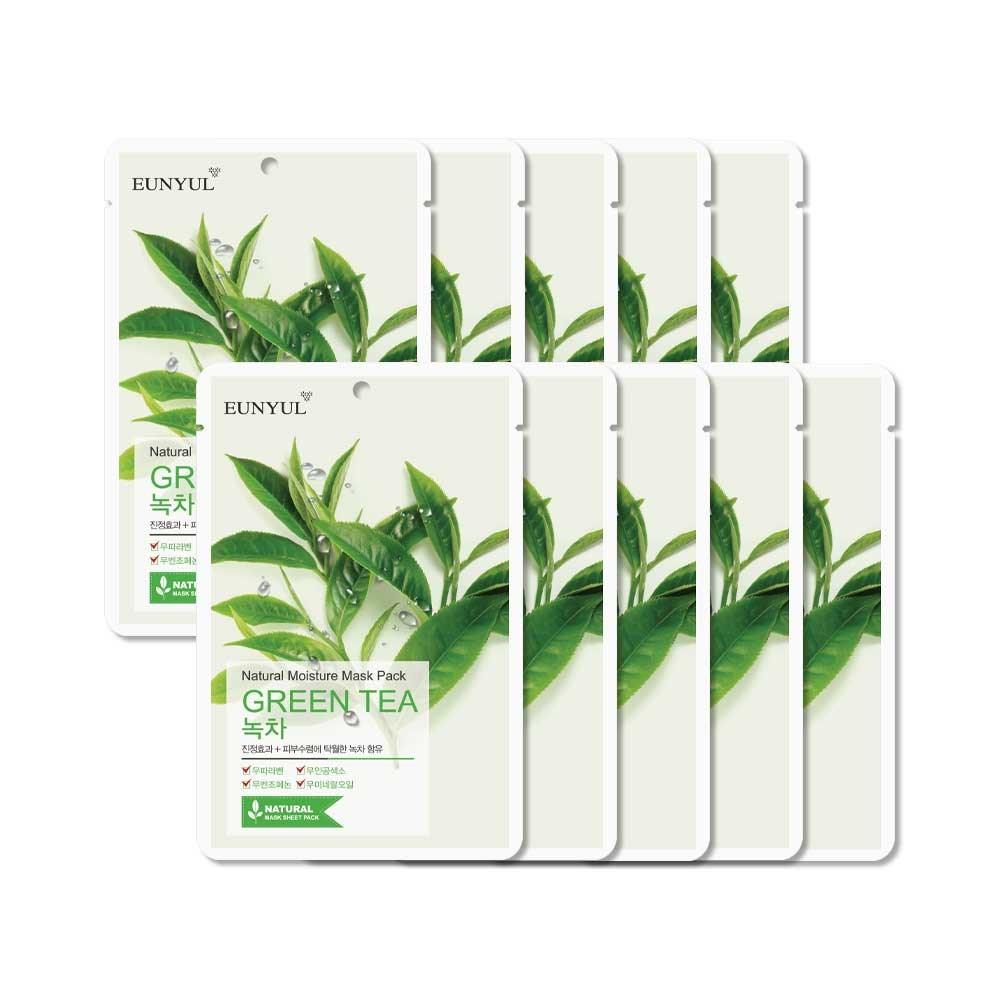 Eunyul Натуральная маска для лица с зеленым чаем, 30 пакетиков, 1 пакетик