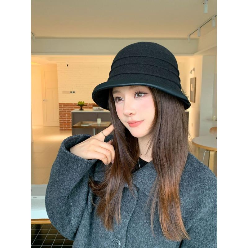 Women S Vintage Versatile Solid Color Bucket Hat For Fall Winter Slim Face Look