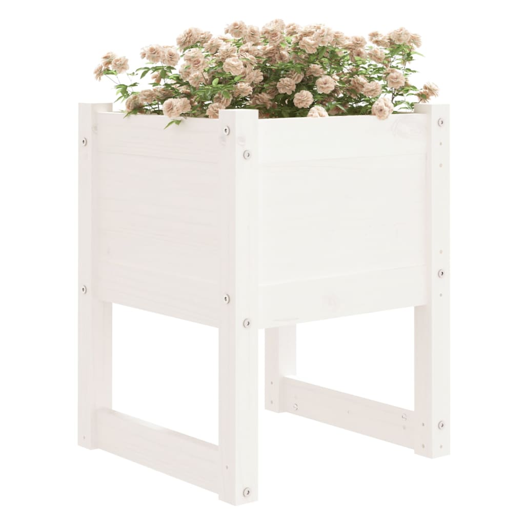 Plant Pot Set 2 pcs White 40 x 40 x 52.5 cm Solid Pine Wood