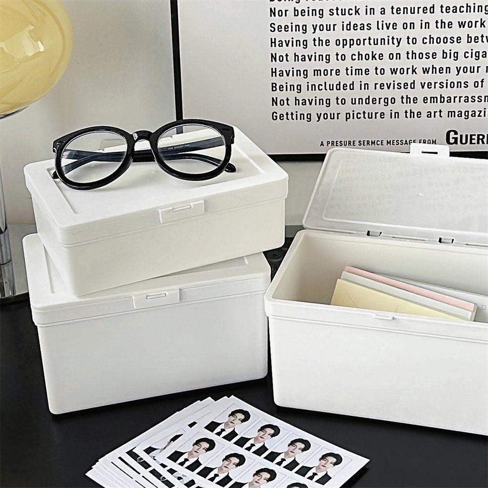 Flip Storage Box Small Card Storage Box Desktop Organizer Dustproof  Stationery Case Storage Box Large Capacity Container