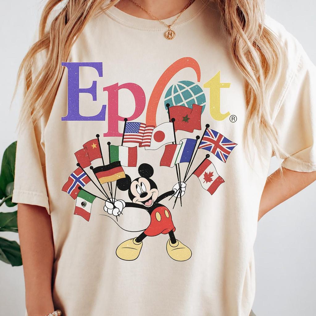 Epcot Mickey Flags Shirt, Vintage World Showcase Tee, Disney Family Vacation Top