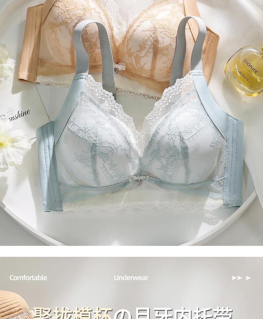 Wireless Lace Bra with Side Support and Anti-Sagging Design