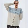Womens Vintage Fair Isle Knit Cardigan Sweater Loose Fit Winter 2026 Geometric Wool Blend
