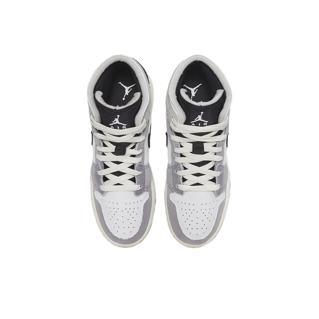 Air Jordan 1 Mid SE Craft GS Inside Out - Cement Grey Kids Sneakers Black White Tech-Grey FD9091-002