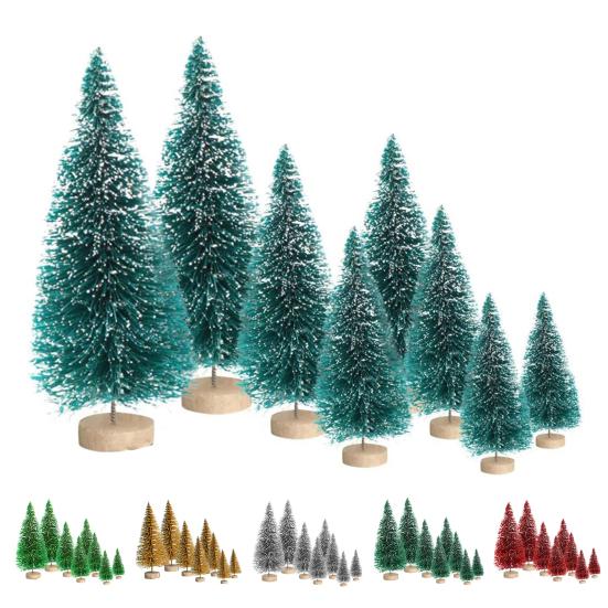 8Pcs Christmas Tree Ornaments Artificial Snowy Pine Tree Figurines Miniature Xmas Tree Statues for Home Table Desk Office Decoration