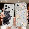 Противоударный чехол из ТПУ с цветочным принтом для iPhone 17 Pro Max 16e 16 15 14 13 15 Pro 17 ТПУ Блестящий бриллиант Мягкий силиконовый чехол для телефона
