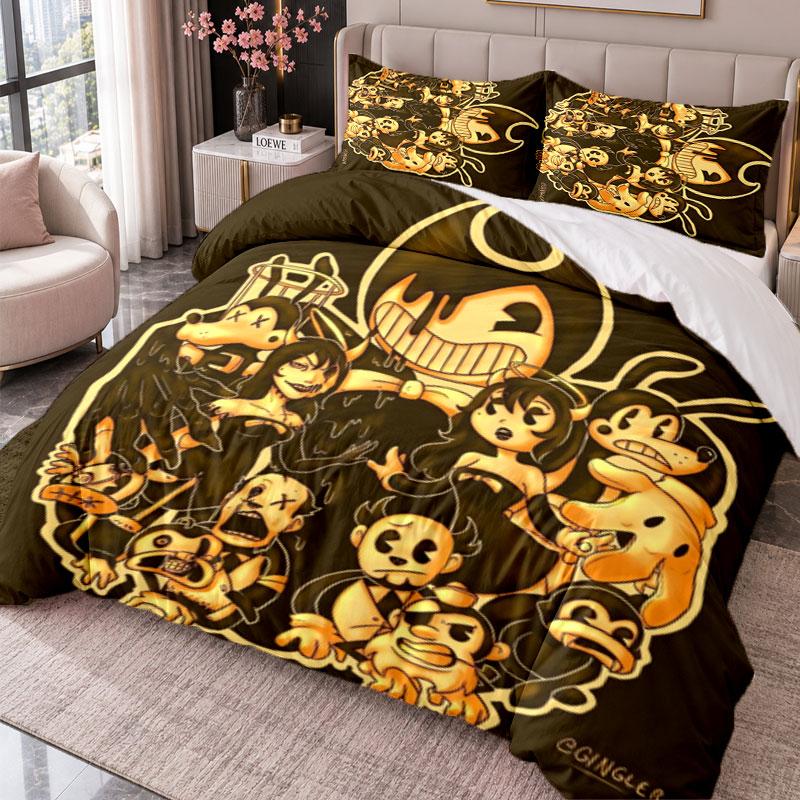 Bendy and the Ink Machine 3Pcs Bedding Set Duvet Cover With Two Pillowcases For Bedroom Home Decoration