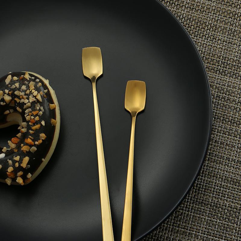 Набор из 4 кофейных ложек Leeseph, нержавеющая сталь, длинная ручка, ложки для размешивания эспрессо, десертные чайные ложки