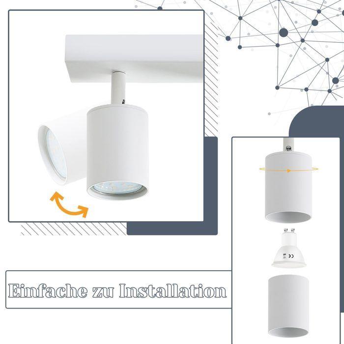 Plafonnier - NETTLIFE - GU10 5x - Blanc - Métal - Orientable 350°