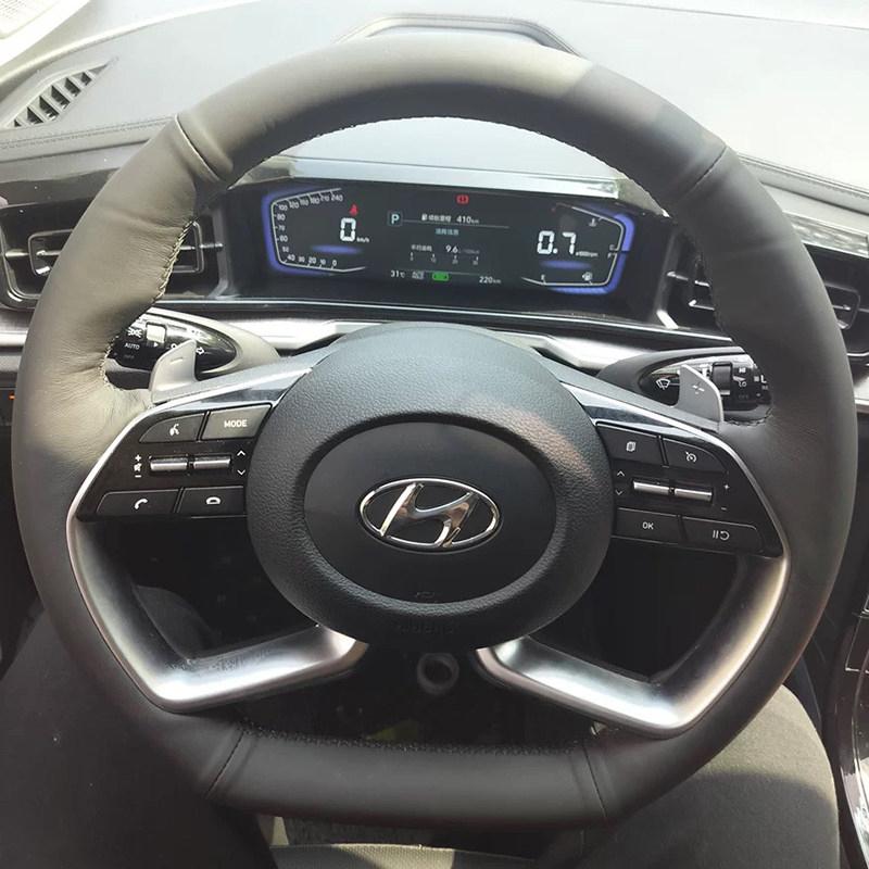 Чехол на руль автомобиля для Hyundai Avante Santa Cruz Tucson Plug I20 Tucson CN7 Кожаный Ручная строчка Автомобильный аксессуар для интерьера
