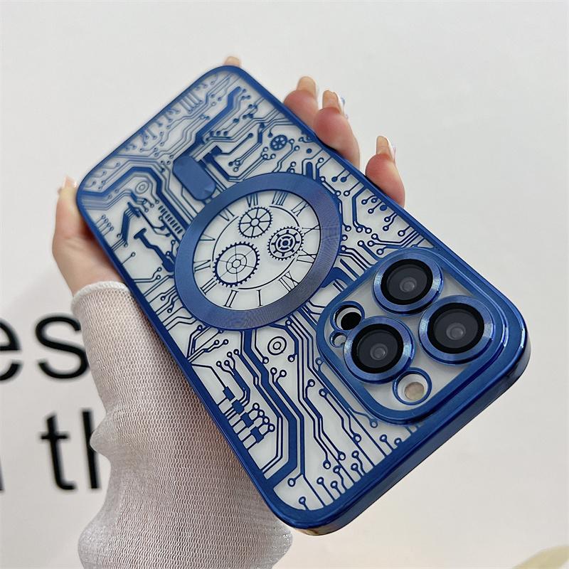 Роскошный магнитный чехол для телефона с гальваническим рисунком для iPhone 15 14 13 12 11 Pro Max, защита объектива, противоударный чехол для iPhone 14 13 12 11
