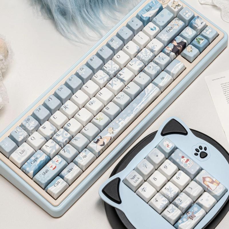 Синие и Белые Love and Deepspace Zayne Колпачки для Клавиш Пользовательские PBT Cherry/MOA/MDA Профиль Колпачок для Клавиш Милый Мультяшный Аниме Точечные Колпачки для Клавиш