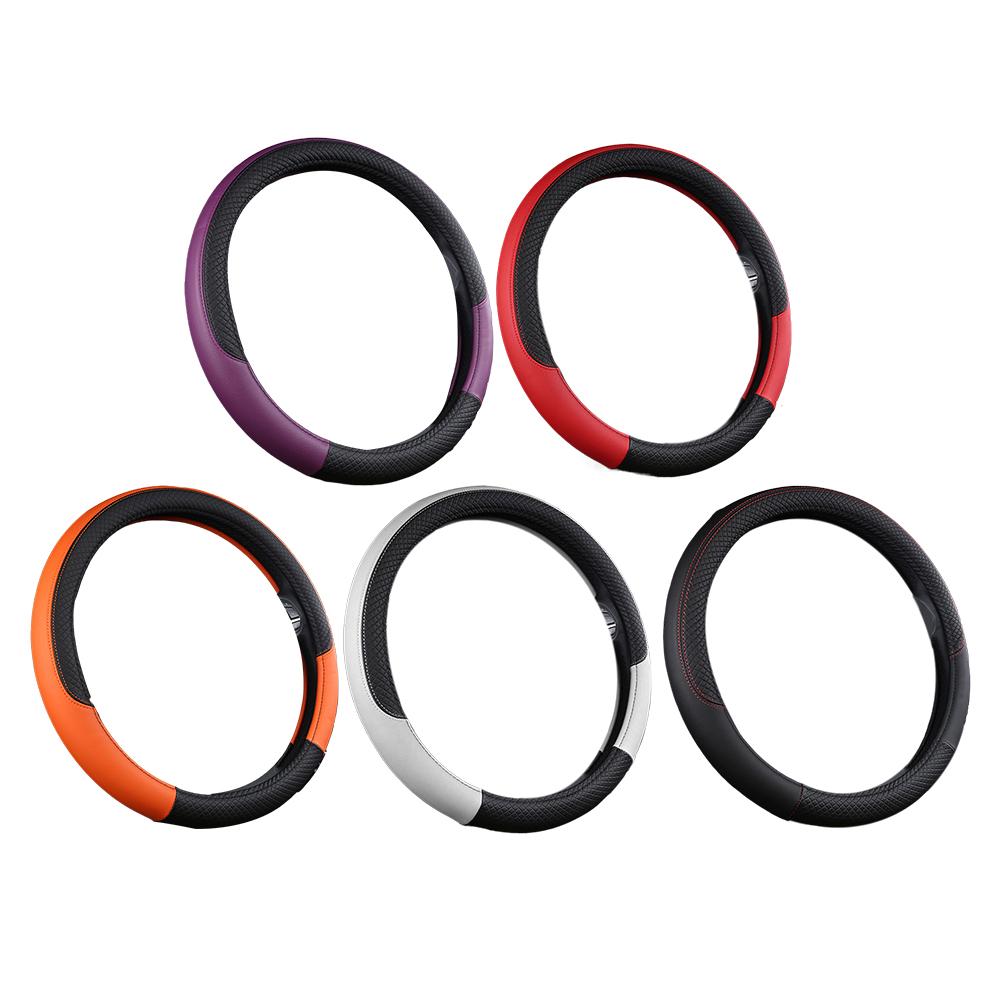 Car Steering Wheel Cover Breathable Anti Slip PU Leather Steering Covers Suitable 37-38cm Auto Decoration Car Accessories