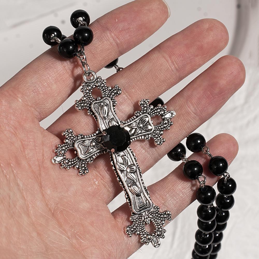Y2k Gothic style zircon couple cross love pendant necklace, suitable for Christmas and Valentine's Day gifts for lovers and frie
