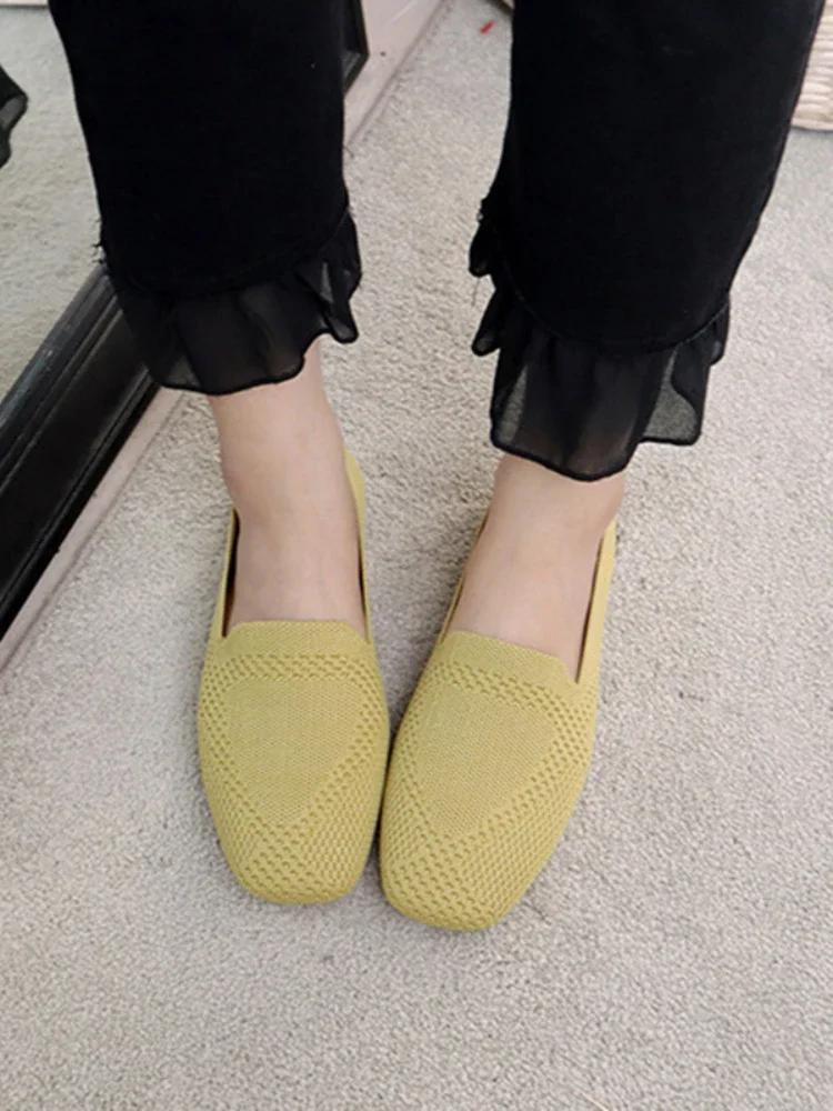 Женские балетки на плоской подошве, повседневные мокасины с квадратным носком, женские удобные мягкие дышащие туфли на плоской подошве Zapatillas 2024