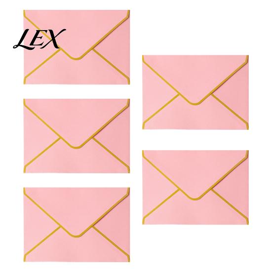 Formal Business Stationery 5Pcs Western Style Envelopes with Gold Foil Trim, Offset Paper Invitation Premium Texture for Wedding, Greeting Cards,