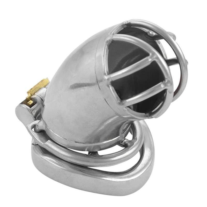 Men's Cage with Spikes Ring Cage Belt Cylinder Lock Color Silver Chastity