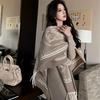 2025 Floral Jacquard Tassel Shawl Coat: Thick Warm French Scarf with Cape Design