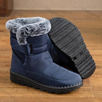 Женские зимние плюшевые ботинки на платформе, плоские, водонепроницаемые, нескользящие, теплые, хлопковые, женские, толстые, без застежек, теплые, ботильоны