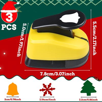Набор из 3 шт. Инструмент для пробивания отверстий в бумаге, резак, рождественские формы: снежинка, колокольчик, елка, 1 дюйм 25 мм для бумажных поделок, скрапбукинга, изготовления открыток