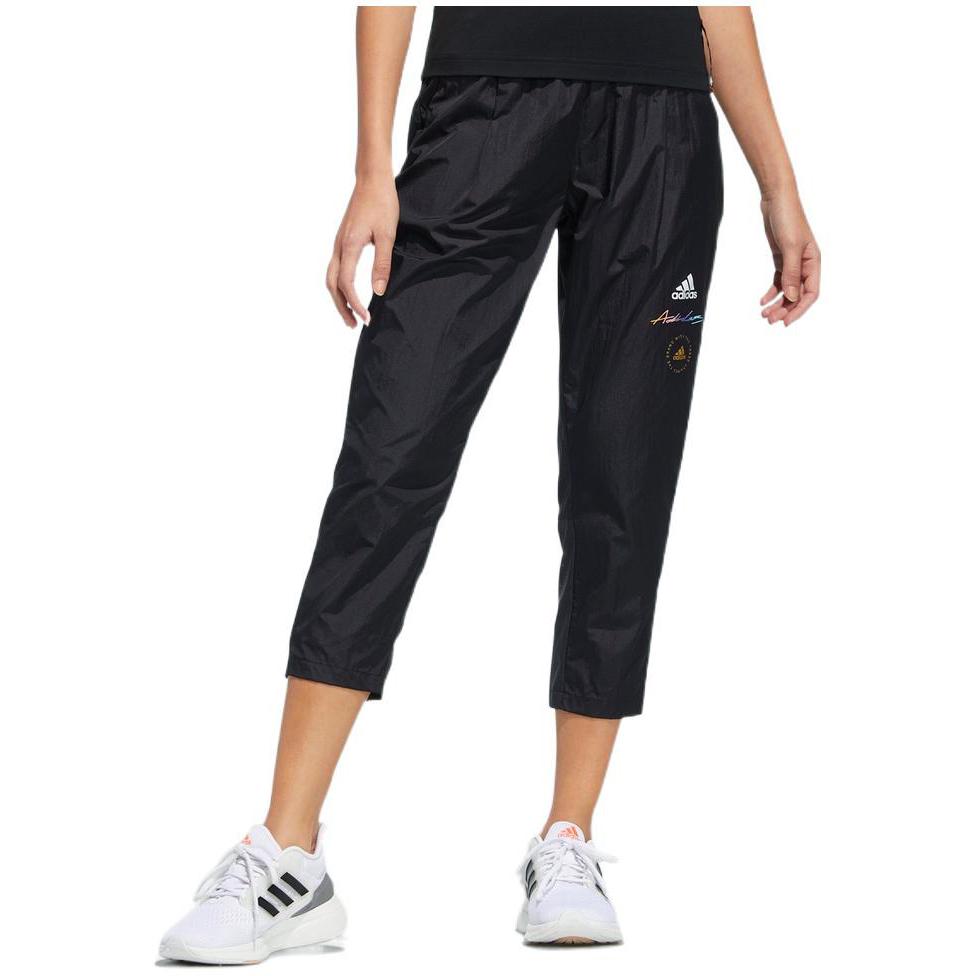 adidas Укороченные спортивные брюки с логотипом Micro Mark, женские, черные, HE9958