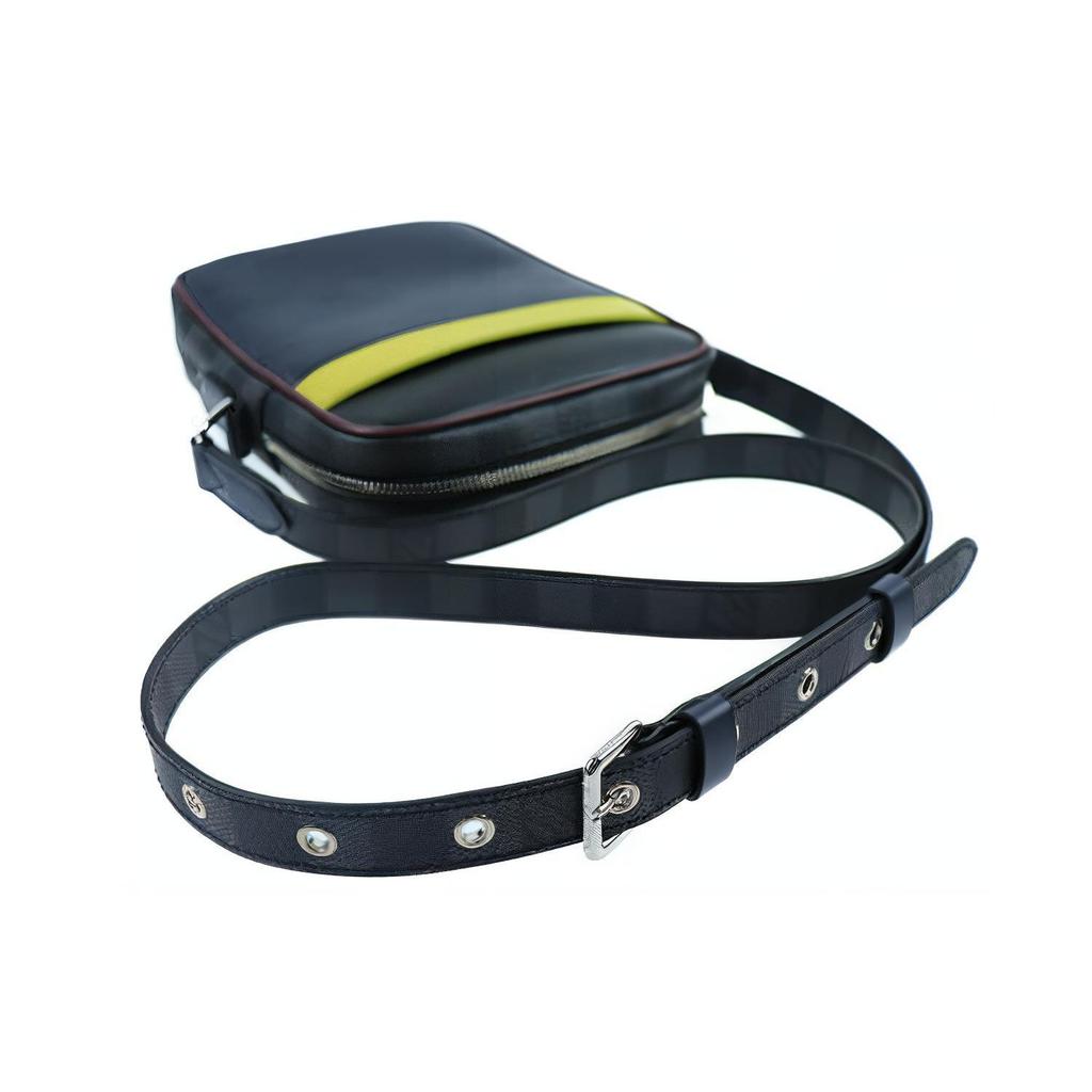 Louis Vuitton Danube Slim Graphite Checkered Trim Leather Shoulder Bag Men handbags Navy-Blue M55100