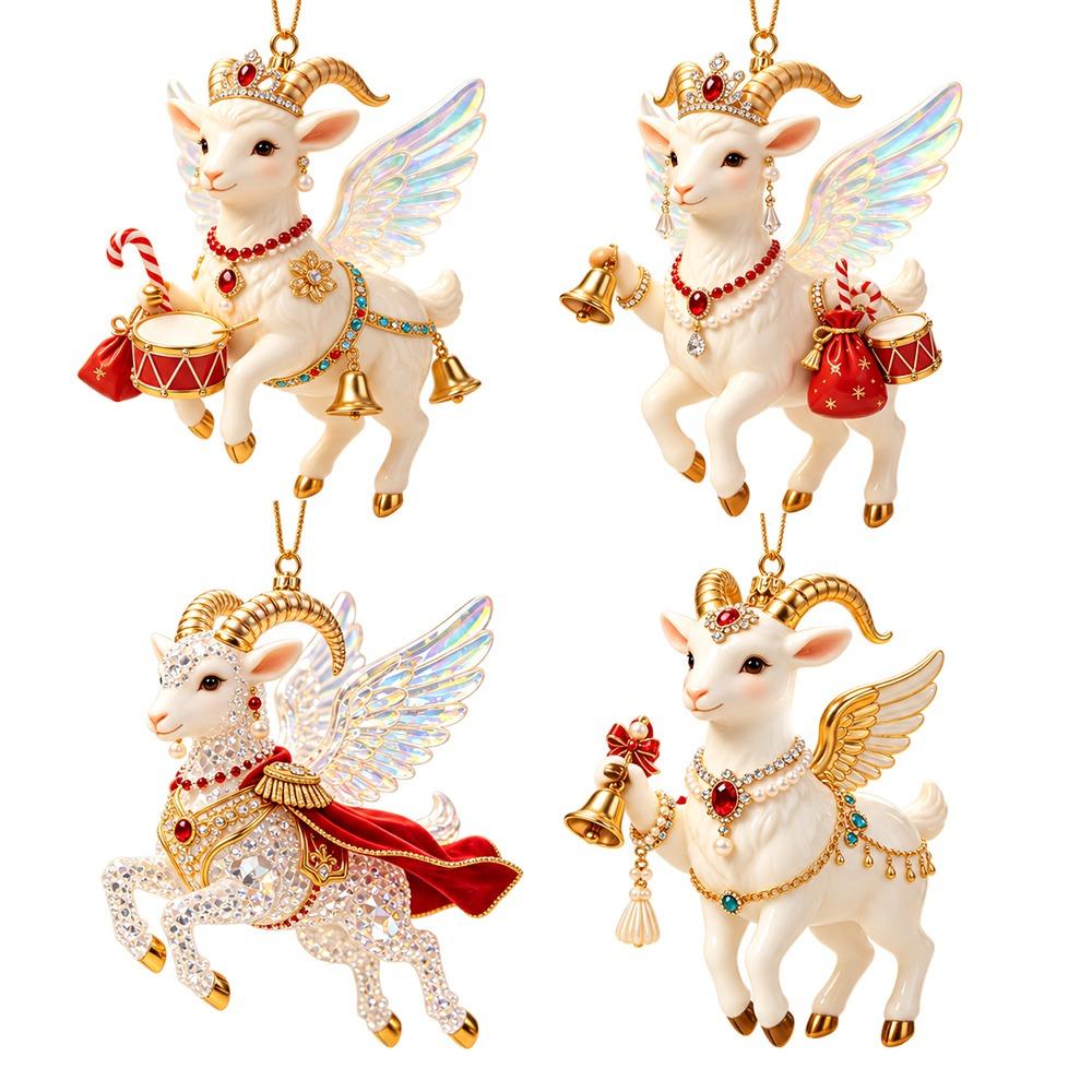 2D Flat Goat Pendant Shining Animal Hanging Decoration Gifts Goat Hanging Ornament Set Bag Charms