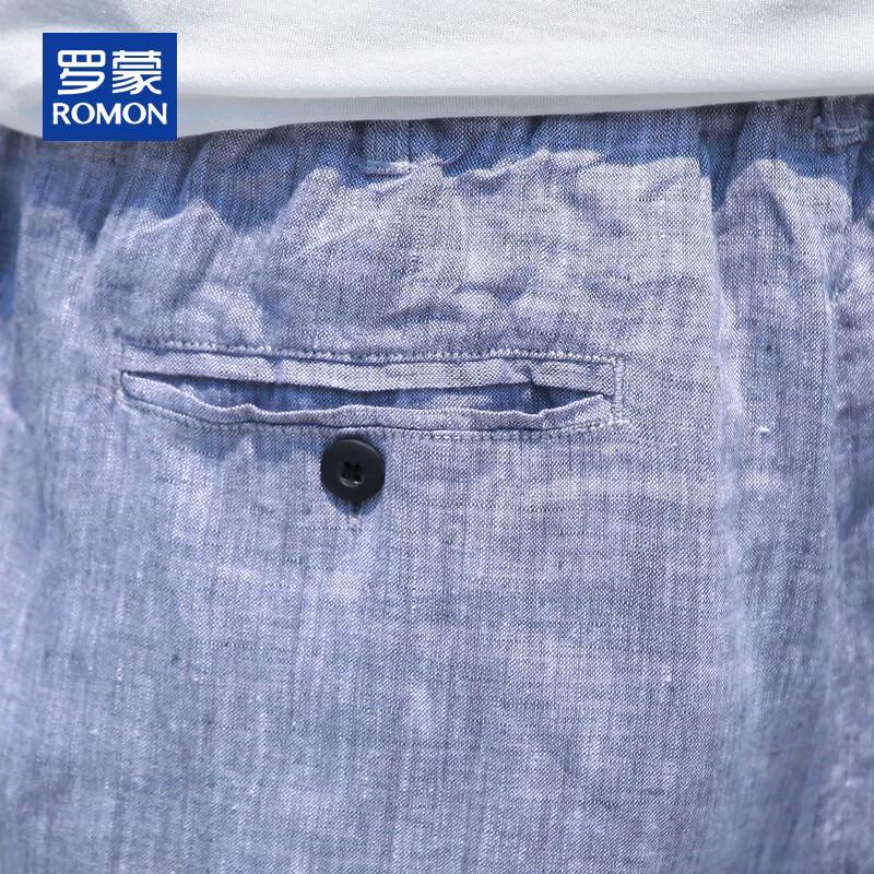 Romon Men's 100% Linen Drawstring Shorts