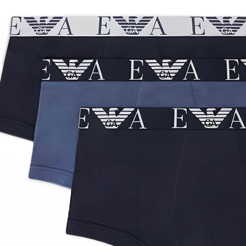 Emporio Armani Мужские боксеры с однотонным поясом с логотипом SS22, 3 шт., нижнее белье 111357-2R715-96535
