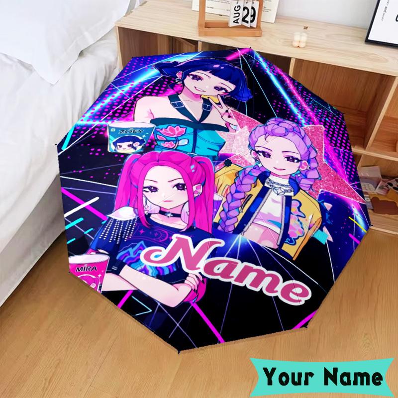 Custom Name KPop Cartoon Umbrella, Foldable Umbrella Suitable for Outdoor Shopping Travel Sports, Exquisite Gift for Family