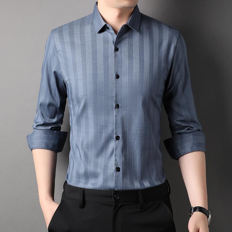 Модная рубашка с длинными рукавами, мужская новая осенняя повседневная рубашка, деловая, темпераментная, с лацканами, красивая рубашка