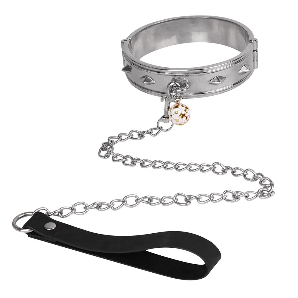 FISTSX High Quality 304 Stainless Steel Collar with Metal Chain Leash BDSM Bondage Kit Metal Collar Restraint Sex Toys