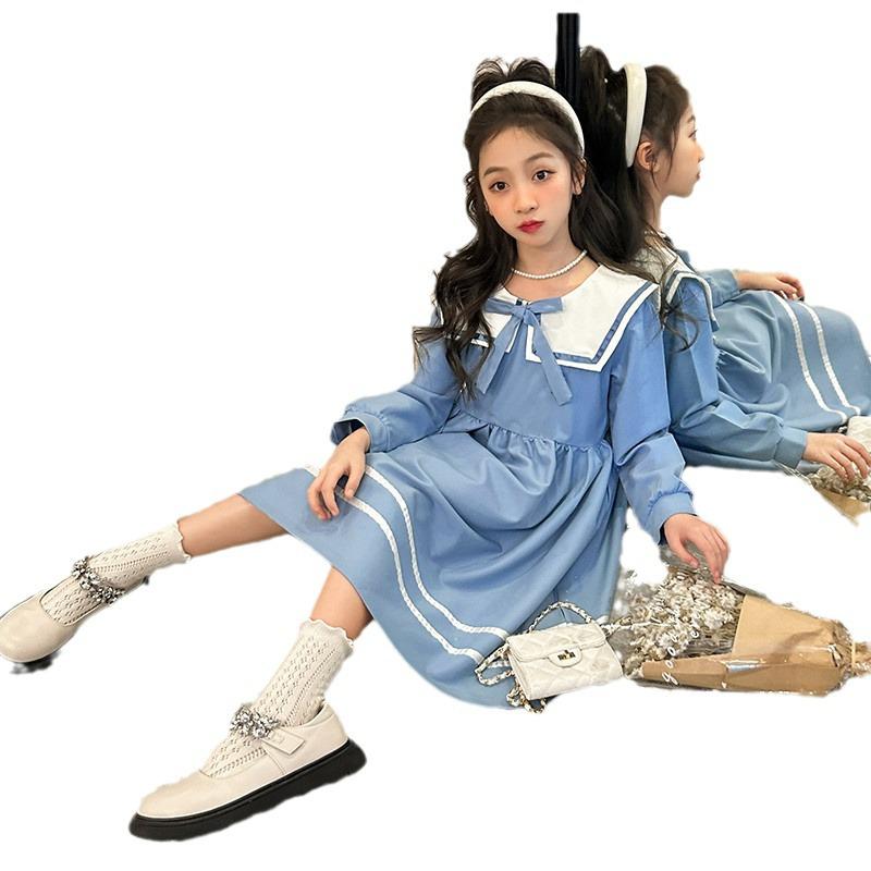 Корейское модное платье для девочек на весну и осень - стиль Western Sweet College