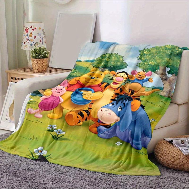 1pc. Cartoon Winnie The Pooh Family Blanket, Home Decor Gift for All Seasons,Soft Flannel Throw Blanket, Versatile & Cozy for Bedroom, Livin