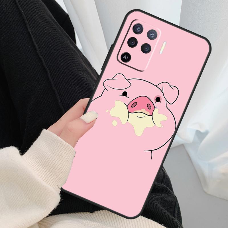 Мультяшный чехол-поросенок для Oppo A96 A76 A16 A60 A98 A58 A78 A18 A38 A80 A40 A77 A57 A17 A74 A54 A94 A15 A5 Pro