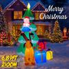 6.89FT Inflatable Toy Christmas Tree Decor Set Santa Claus Dog Gifts Box Xmas Yard Supplies LED Lit Home Ornament Festive Gift
