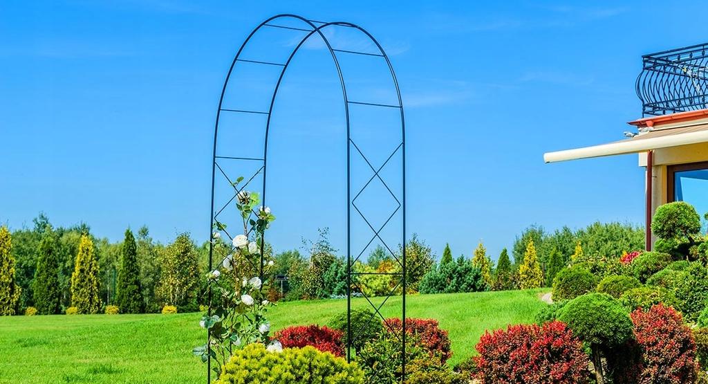 KADAX Pergola Ogrodowa metalowa Łuk Na Róże Pnącza Kwiaty Podpora Kwiatów 255cm