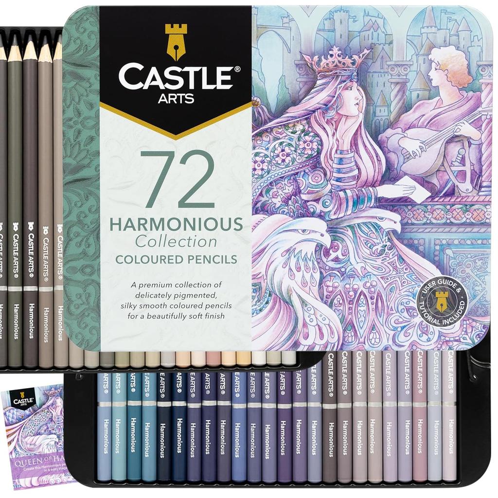 Castle Art Supplies 72 Colored Pencils - Calm Relaxing Palette