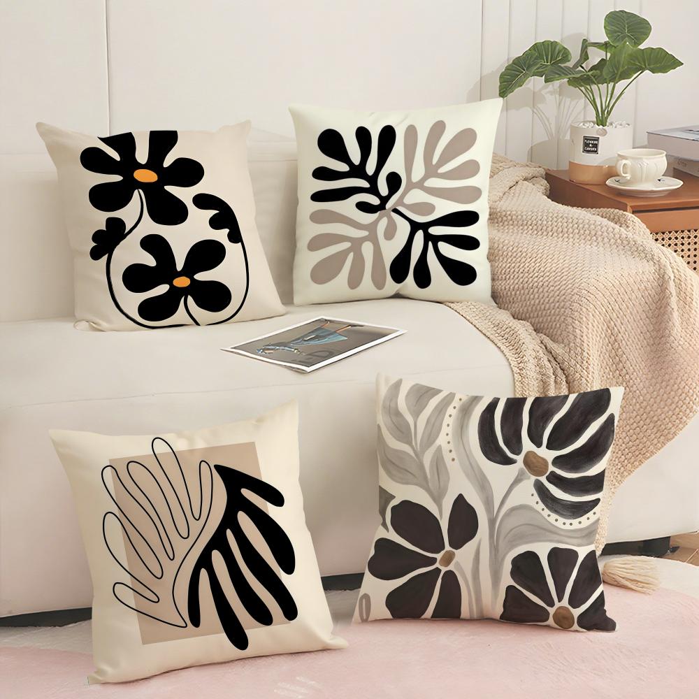 Classic Modern Flowers Cushion Cover Soft Short Plush Pillow Cover Smooth Cozy Texture Aesthetic Cushion Case Home Decor