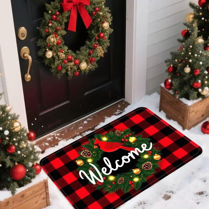 Happy Christmas! Simple Printed Carpet Home Decor, Soft And Absorbent, Bathroom Anti-Slip, Durable In The Entrance Rug