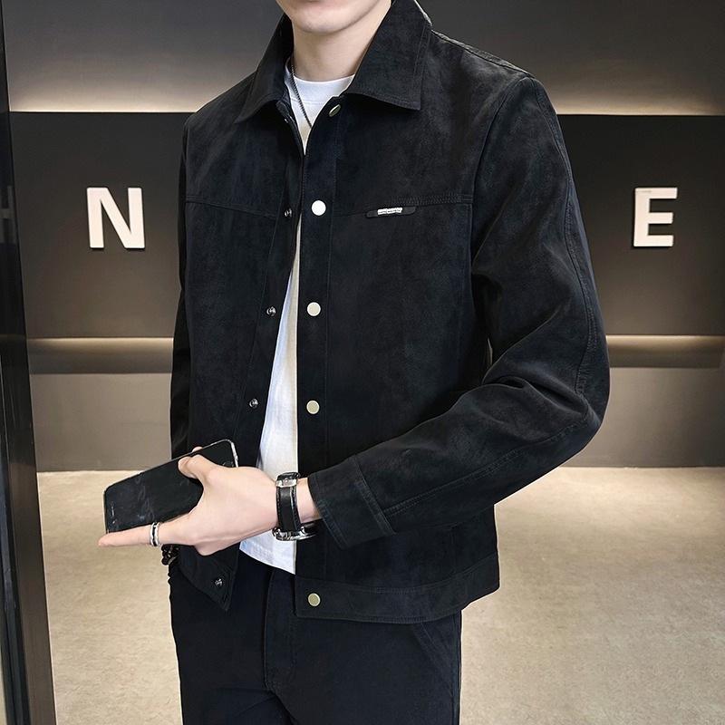 2025 New Stylish Men's Lapel Suede Jacket - Cool Spring & Autumn Top