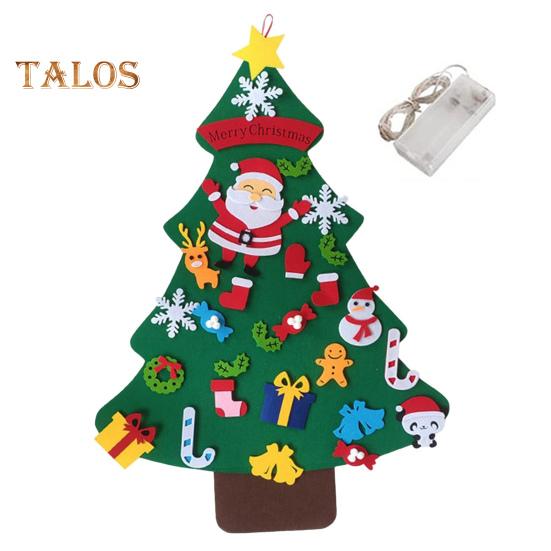 Войлочная новогодняя елка для малышей, светодиодная подсветка, набор для самостоятельной сборки новогодней елки с Санта-Клаусом, снеговиком, снежинкой, чулком