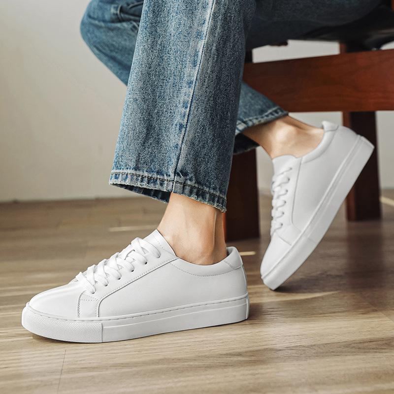 Leather Soft-Soled White Shoes Men'S 46 Large-Size Men'S Shoes 47 Trendy Versatile Board Shoes 48 Widened And Fattened Extra Large-Size Men'S Shoes