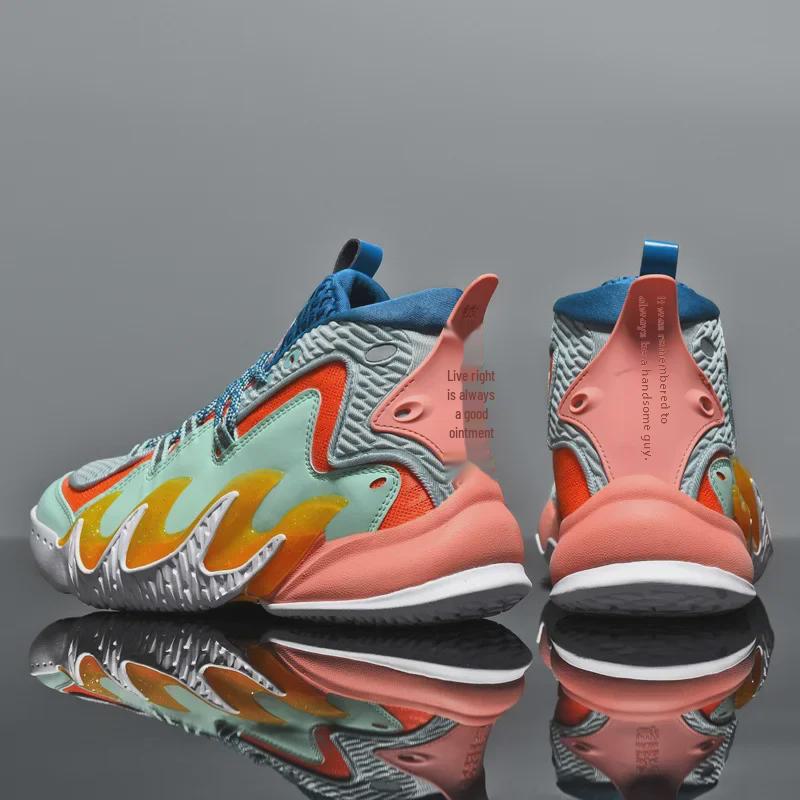 Мужские модные высокие баскетбольные кроссовки на осень — большой размер, толстая подошва, повседневный и спортивный дизайн