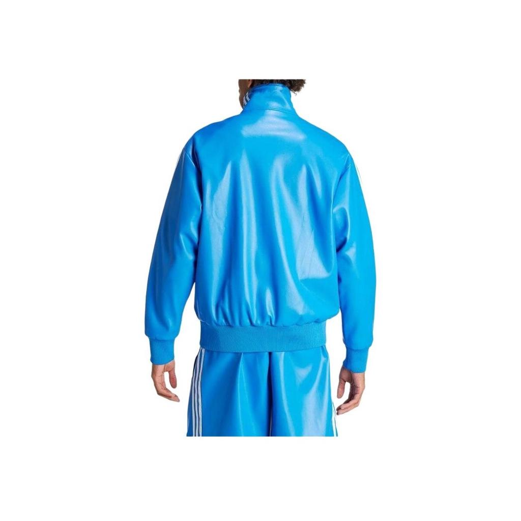 Adidas Originals Logo Stripe High Collar Long Sleeve Zip Jacket Men Outerwear Blue IZ4035