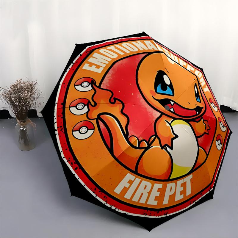 1 шт. Зонт-автомат Pokemon Charmander - Компактный дорожный зонт, идеально подходит для женщин и мужчин - Идеальный подарок на день рождения/Рождество, 175