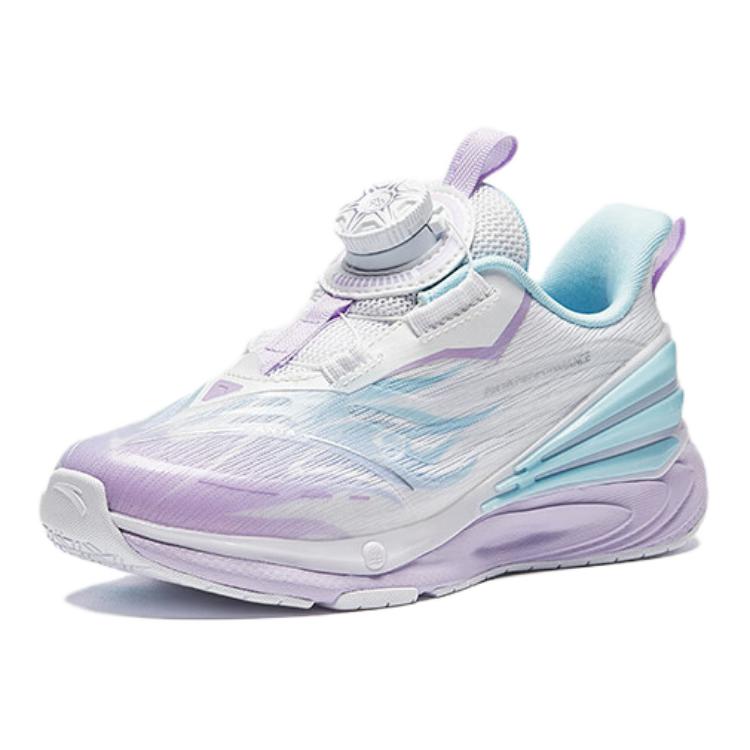 Anta Кроссовки для бега Kids Fly Knight 7.0 Fabric Knob, удобные, нескользящие, износостойкие, с низким верхом, детские кроссовки, белые, фиолетовые 322439961-4