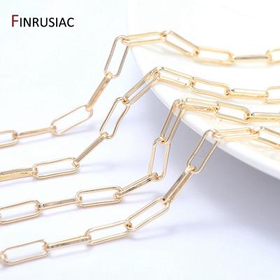 Материалы для изготовления ювелирных изделий 14K Позолоченная латунь Цепочки-скрепки Кабельные цепочки Для изготовления ювелирных изделий DIY Цепочки для ожерелий и браслетов