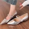 Fashion Fashionable and Elegant Inside Heightened Single Shoes Autumn New Pointed Toe Rhinestone Soft Sole Wear-resistant Flats