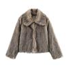 Womens Winter Faux Fur Coat Oversized Lapel Outerwear Warm Thick Street Style Jacket